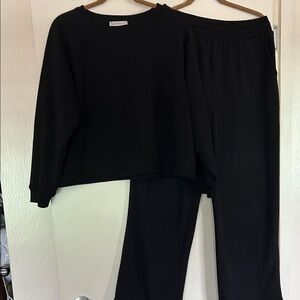 Zenana Outfitters Black Track Pants and Sweatshirt Set